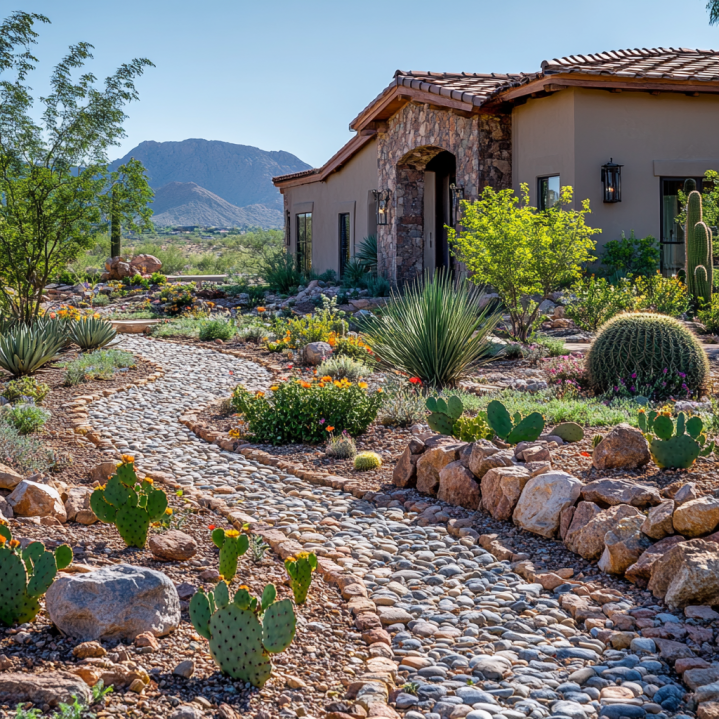 Climate-appropriate plants in a designed garden