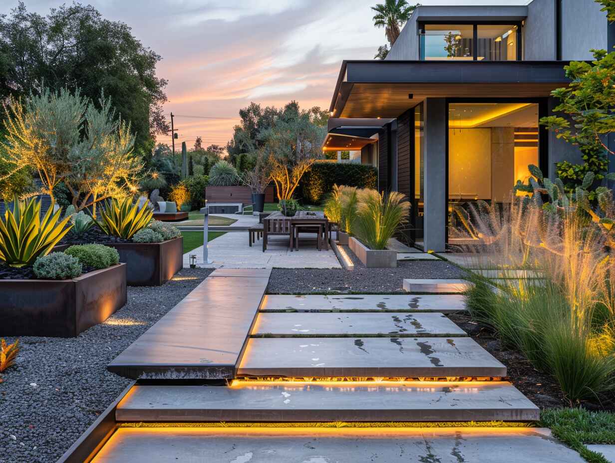 Landscape designer reviewing an outdoor-space concept