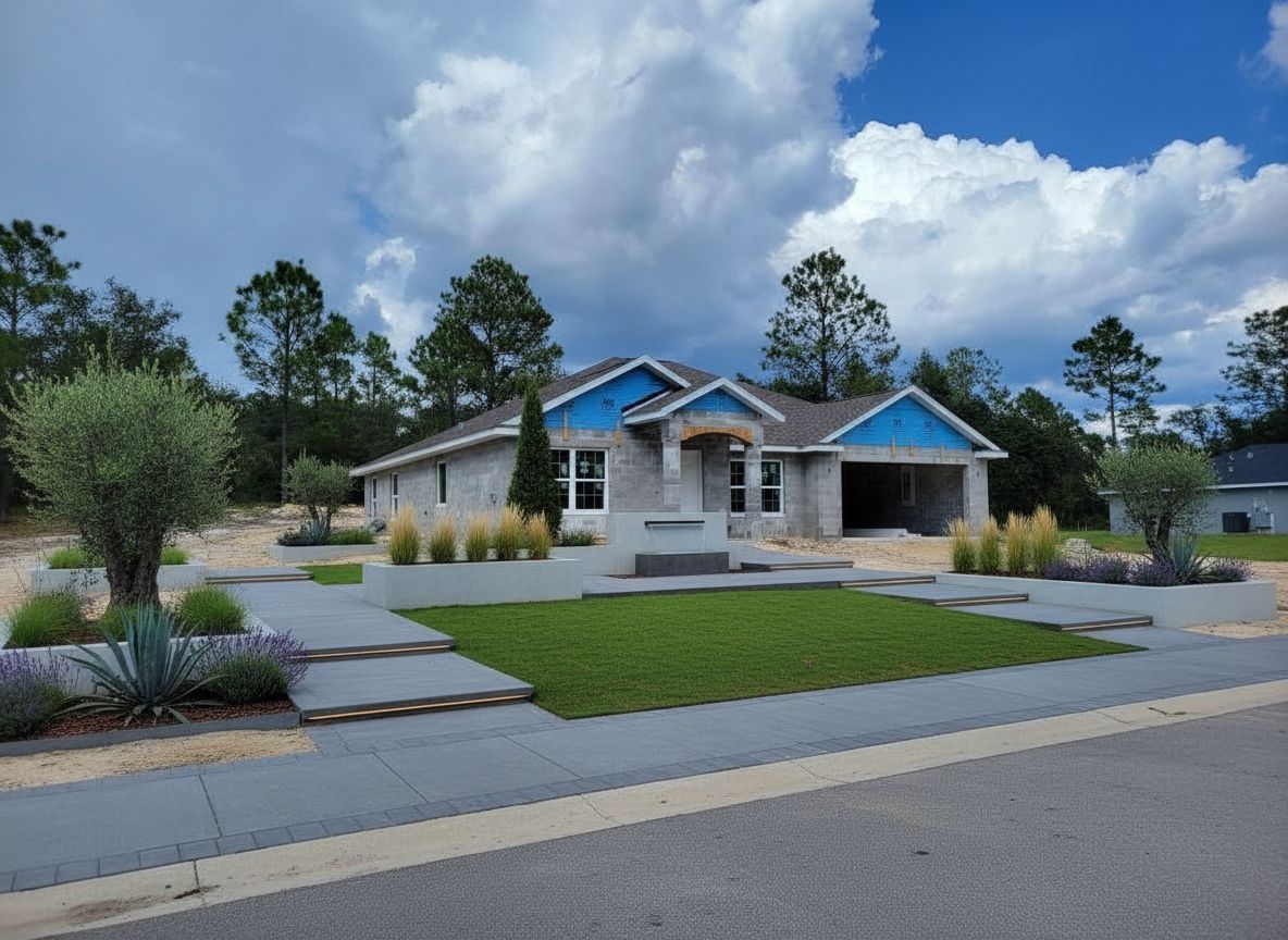 Yard after a modern minimalist AI landscape design